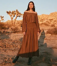 Smocked Off The Shoulder Maxi Dress