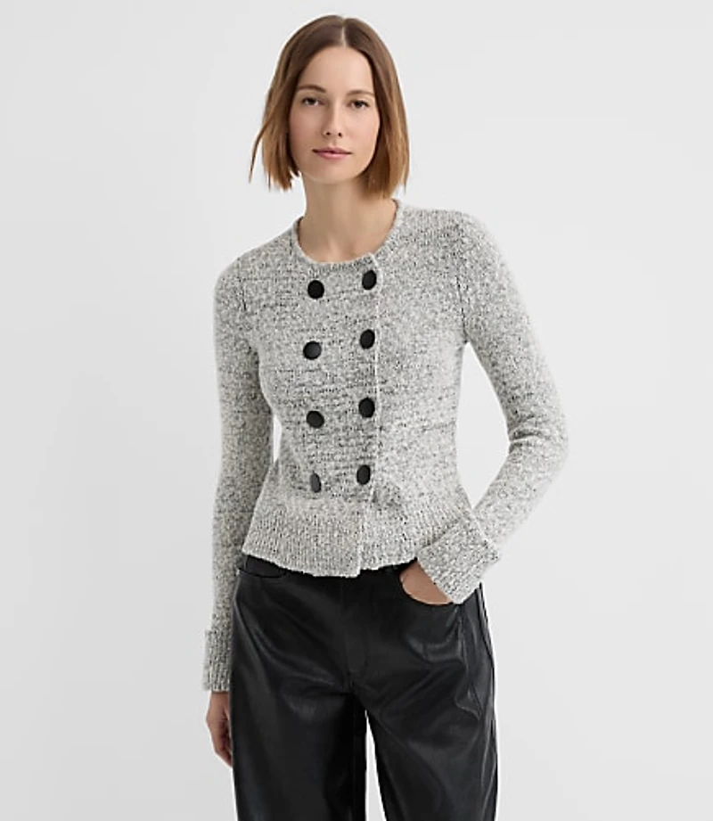 Boucle Cuffed Double Breasted Cardigan