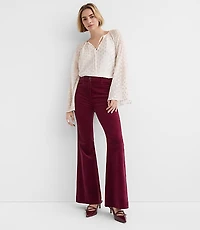 Slim Flare Pants Stretch Velvet