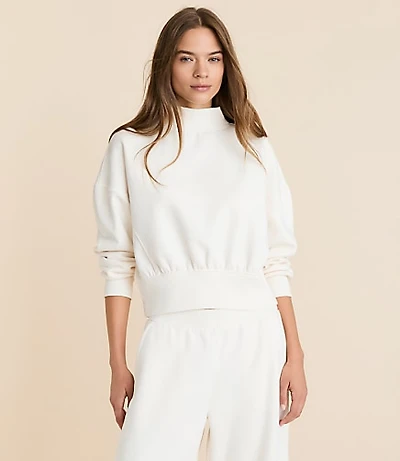 Petite Lou & Grey Elite Fleece Mock Neck Sweatshirt