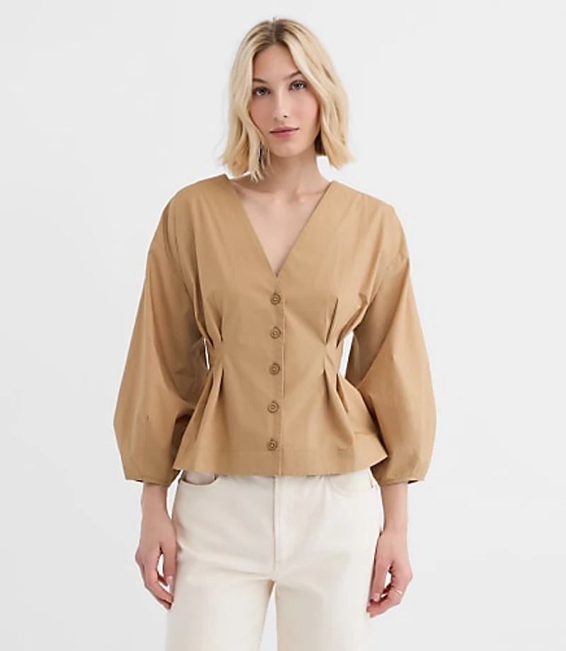 Poplin Cinched Back Shirt