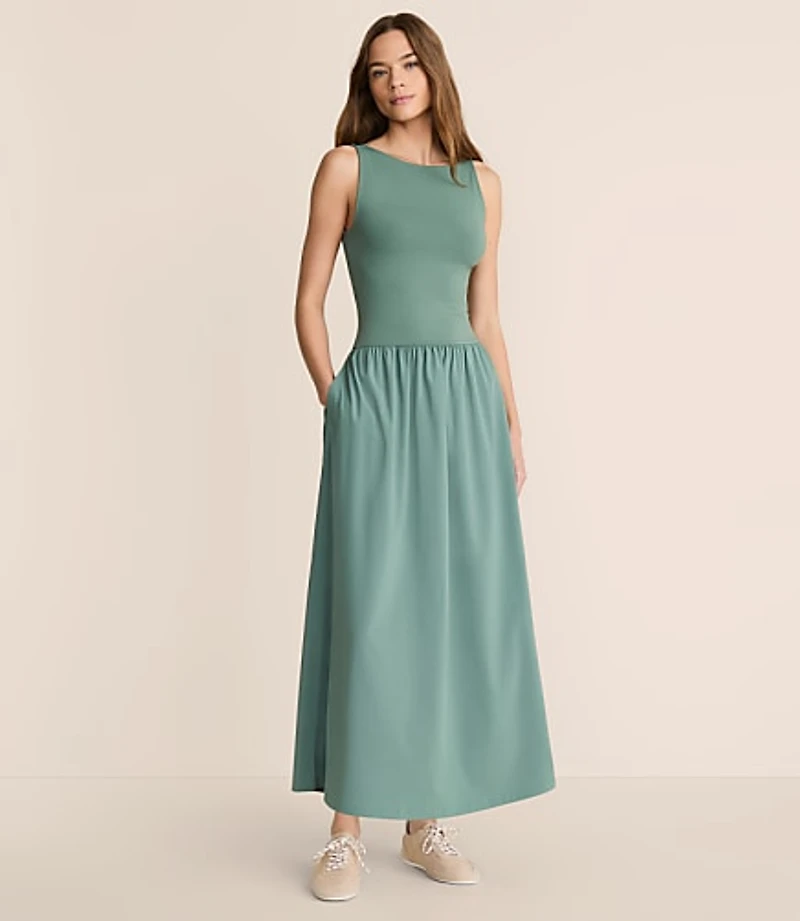 Lou & Grey Wanderweave Mixed Media Maxi Pocket Dress