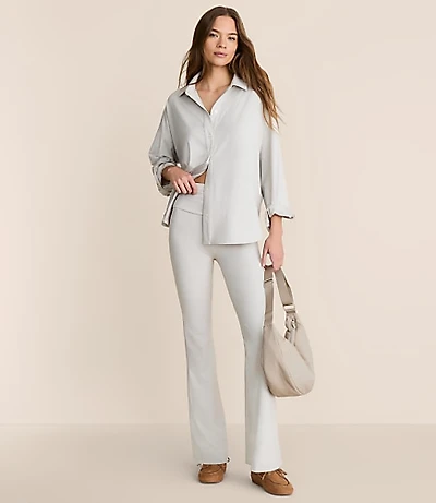 Lou & Grey Heathered Brushedsoft Foldover Flare Pants