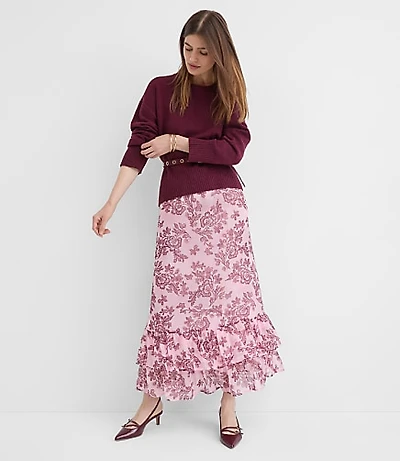 Shimmer Geo Tiered Maxi Skirt