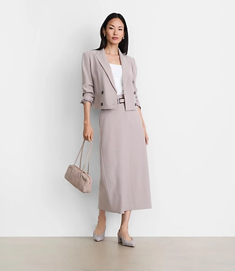 LOFT Versa Seasonless Stretch Trouser Midi Pocket Skirt Stripe