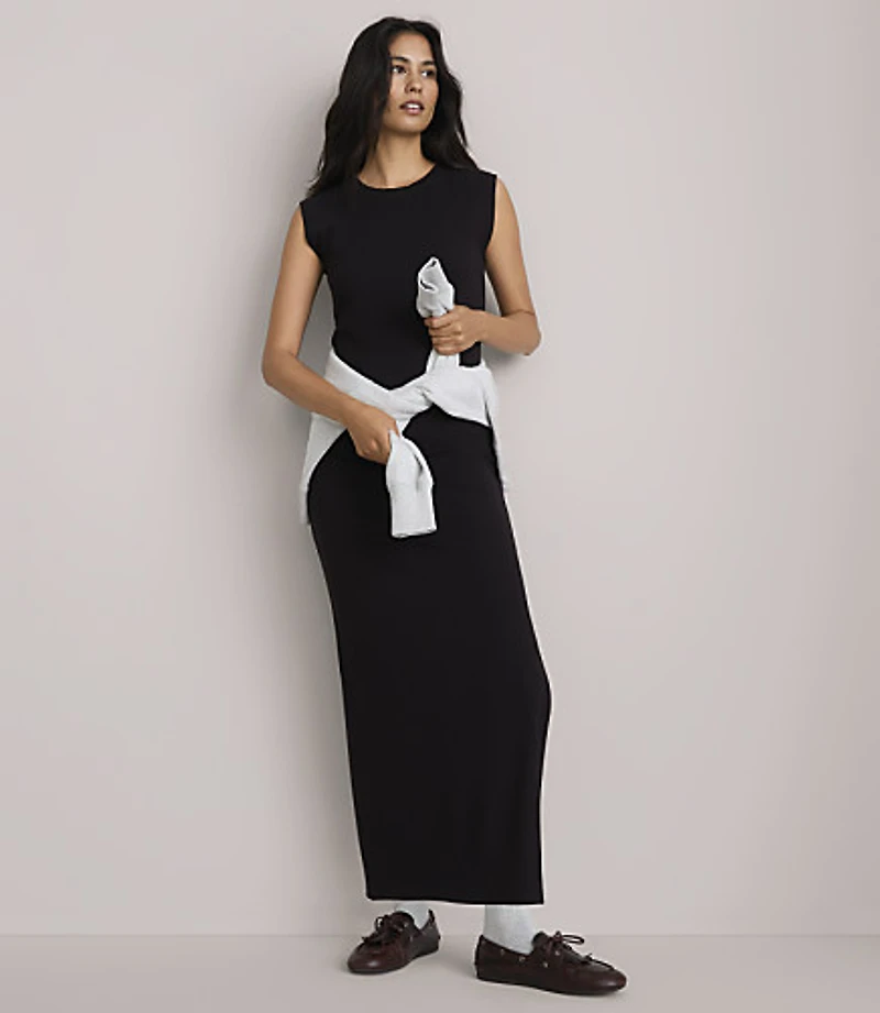 Lou & Grey Ribbed Open Back Midi Dress