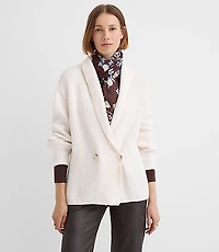 Petite Ribbed Double Breasted Cardigan