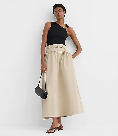 Twill Belted Maxi Pocket Skirt