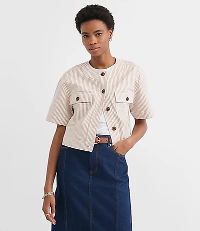 Striped Short Sleeve Jacket