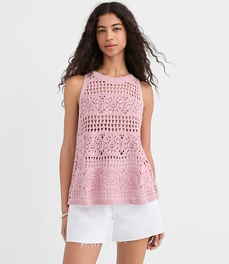 Mosaic Pointelle Sweater Tank Top