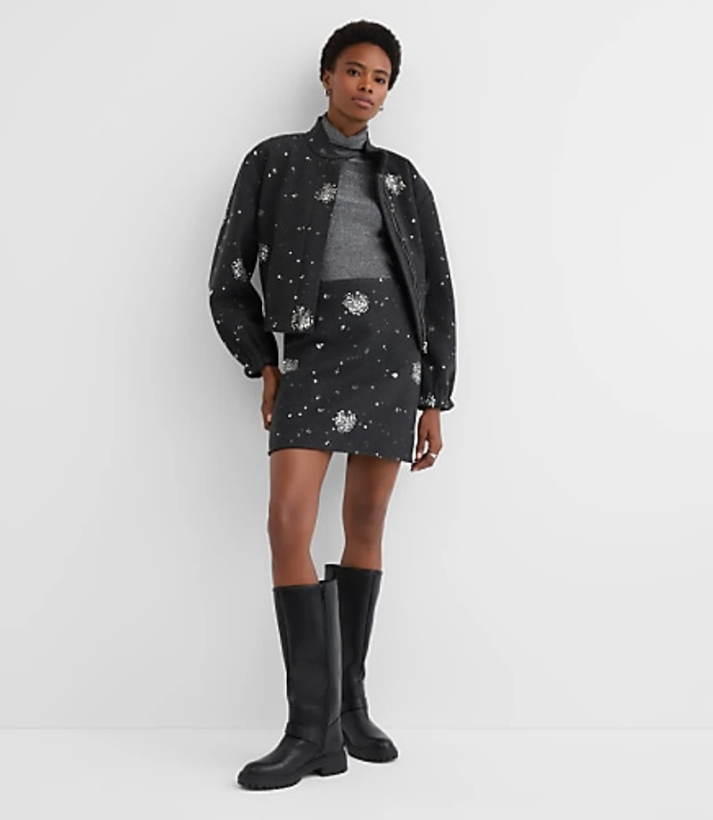 Petite Sequin Embellished Mini Skirt