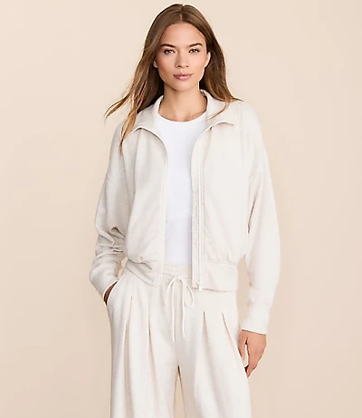 Lou & Grey Heathered Cozy Cotton Sweatshirt Jacket
