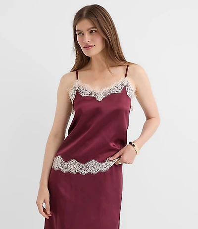 Petite Lace Trim Satin Cami