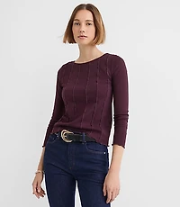 Ruffle Trimmed Ribbed Tee