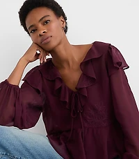 Petite Ruffle Peplum Blouse