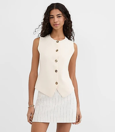 Hammered Metallic Button Sweater Vest
