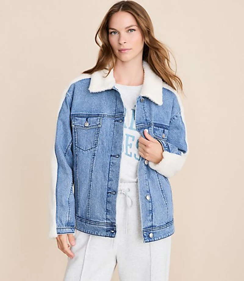 Lou & Grey Sherpa Denim Jacket