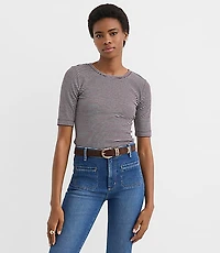 Stripe Perfect Ribbed Elbow Sleeve Tee