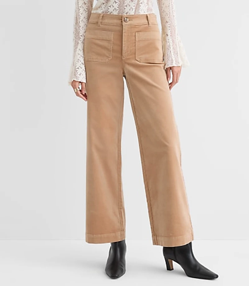 Petite Curvy Palmer Wide Leg Pants in Stretch Velvet
