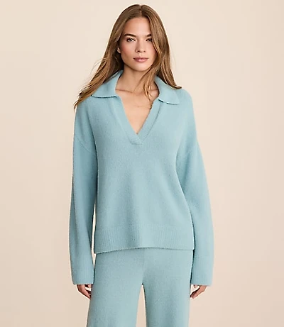 Petite Lou & Grey Fuzzy Polo Sweater