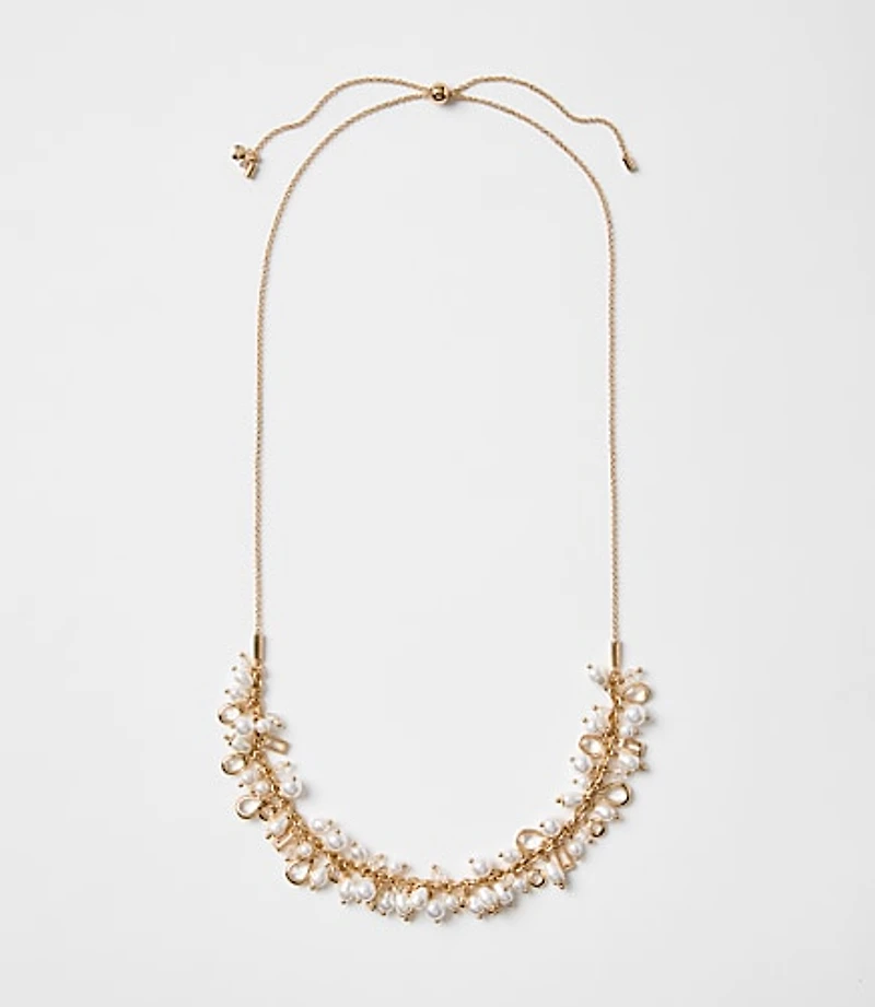 Pearlized Pull Tie Torsade Necklace