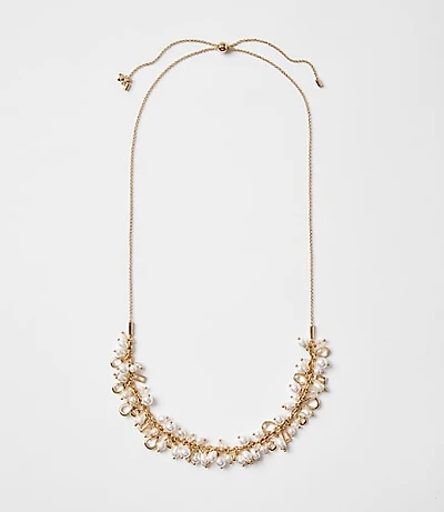 Pearlized Pull Tie Torsade Necklace