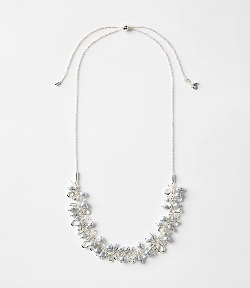 Pearlized Pull Tie Torsade Necklace