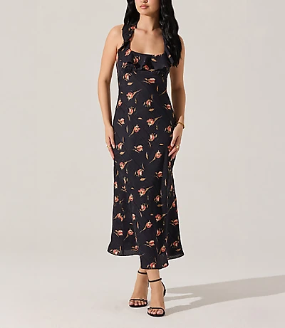 Astr The Label Morrigan Ruffle Trim Halter Dress