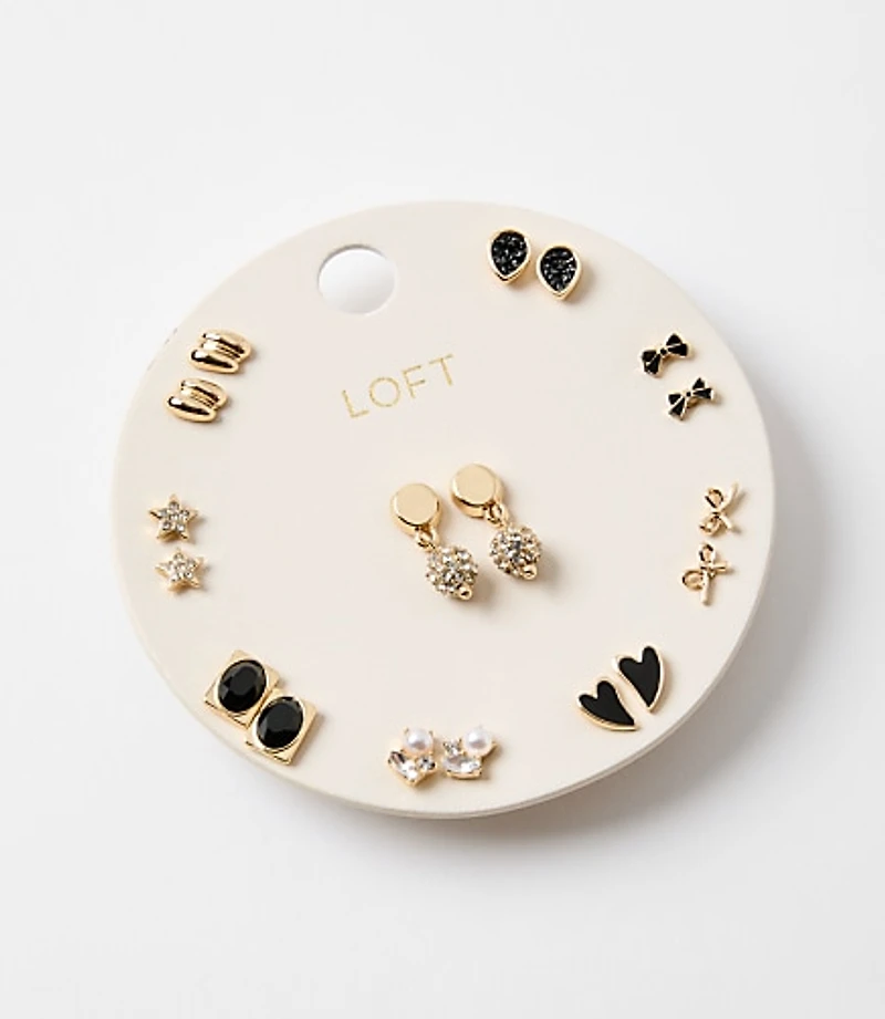 Pave Ball Drop Stud Earring Set