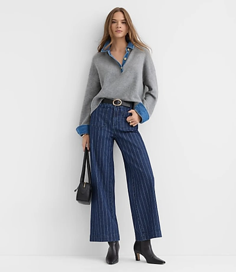 Palmer Wide Leg Pants in Pinstripe