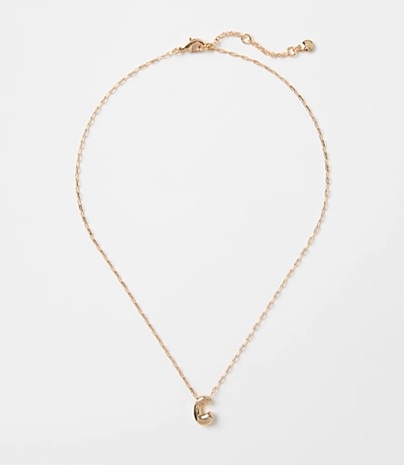 Bubble Letter Initial Necklace