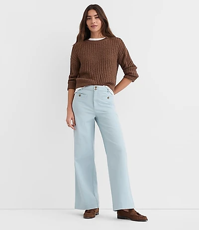Welt Pocket Palmer Wide Leg Pants in Twill