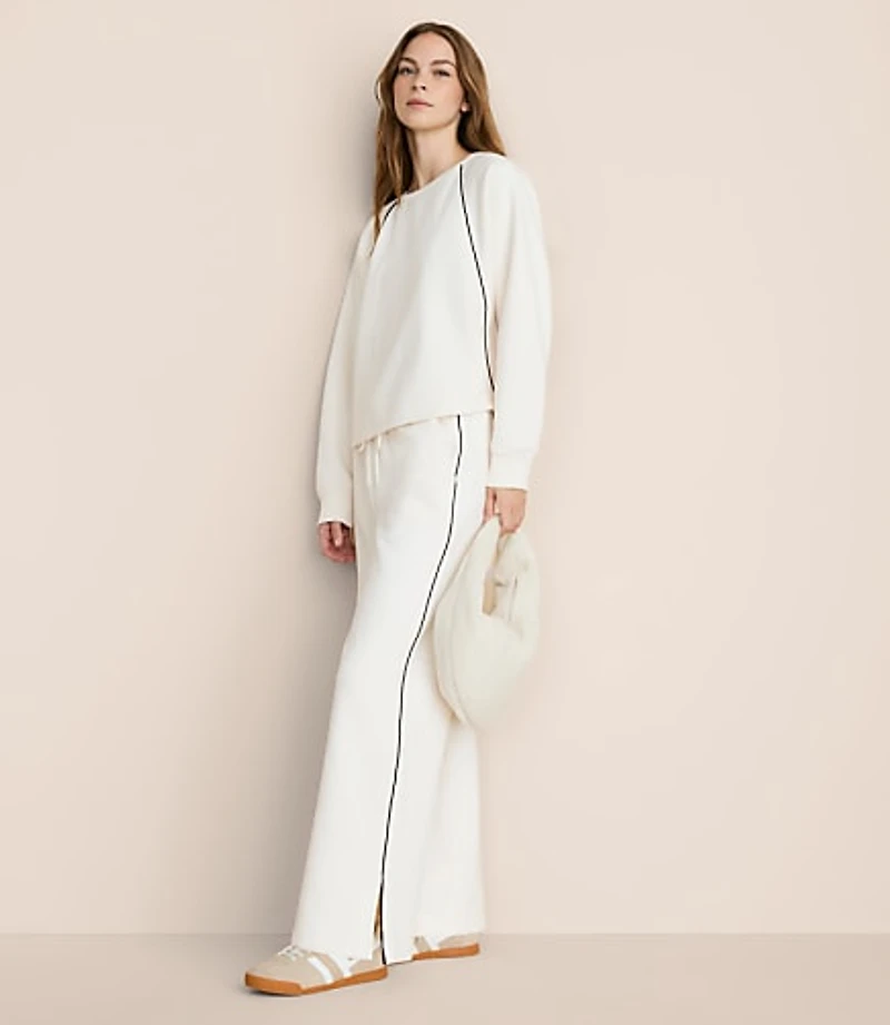 Lou & Grey Piped Elite Fleece Wide Leg Sweatpants