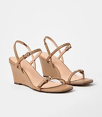 Double Buckle Wedge Sandals