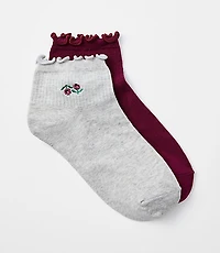 Floral & Solid Ruffle Ankle Sock Set