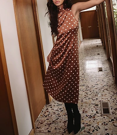 French Connection Ennis Satin Polka Dot Midi Dress