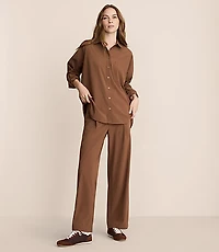 Petite Lou & Grey Seersucker Wanderweave Wide Leg Trouser Pants