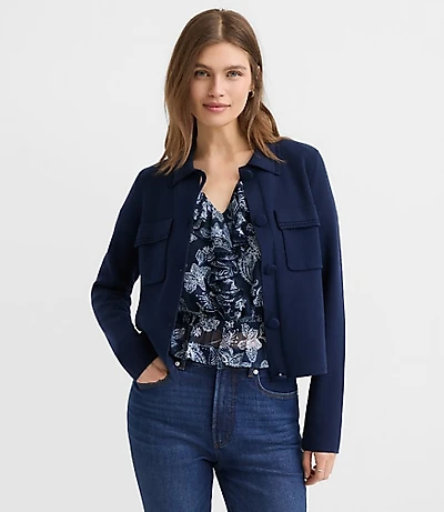 Embroidered Trim Sweater Jacket