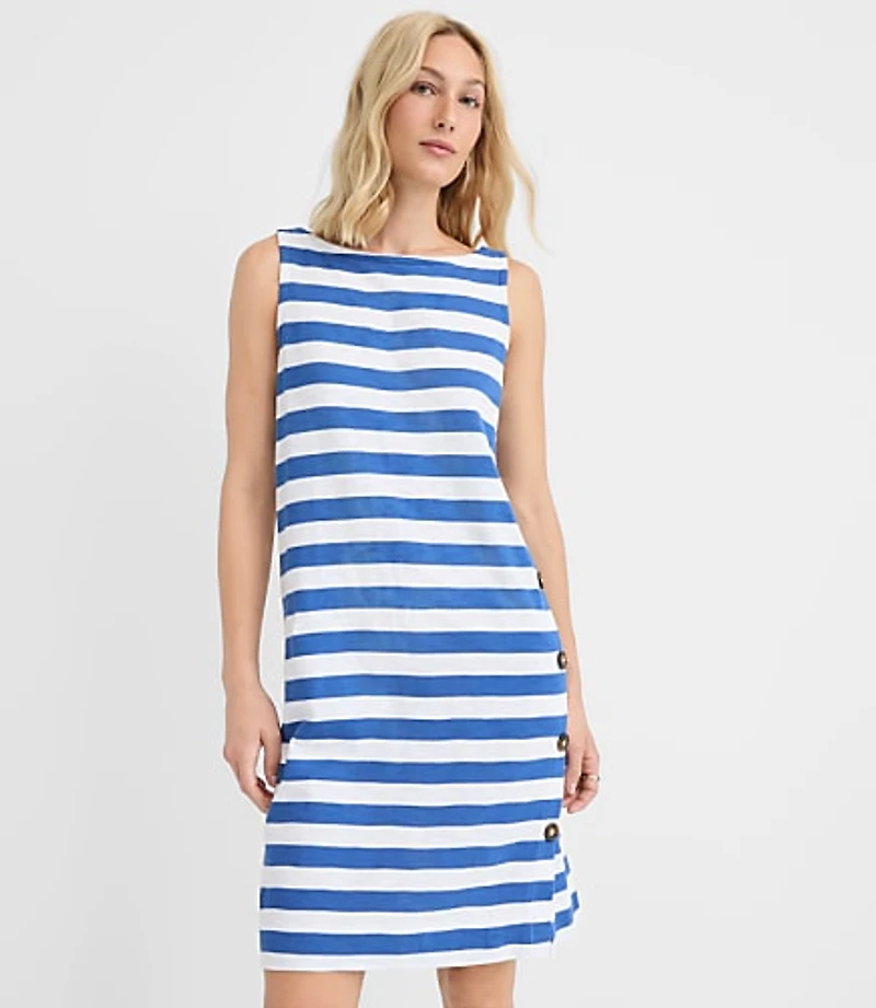 Striped Side Button Mini Dress