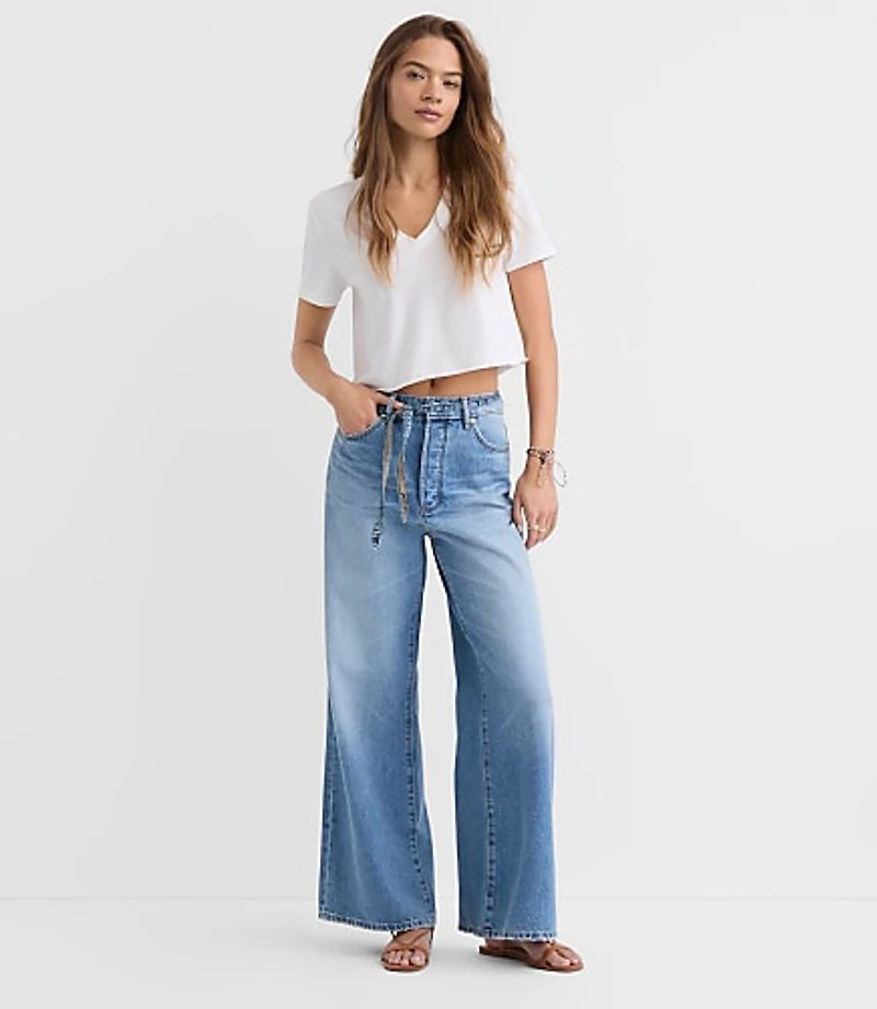 Rivete High Rise Relaxed Wide Leg Jeans Light Wash