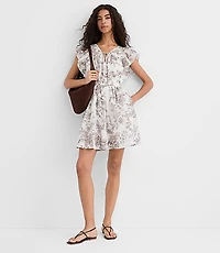 Floral Toile Flutter Mini Pocket Dress
