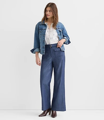 Belted Palmer Wide Leg Pants Refined Denim
