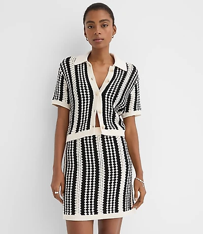 LOFT Beach Striped Crochet Mini Skirt