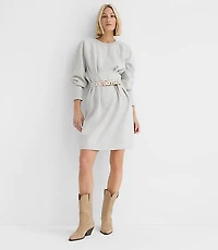 Heathered Pleated Terry Mini Dress