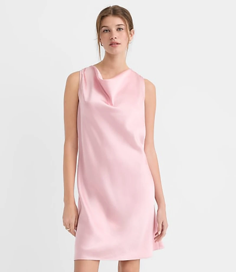 Satin Cowl Neck Bias Mini Dress