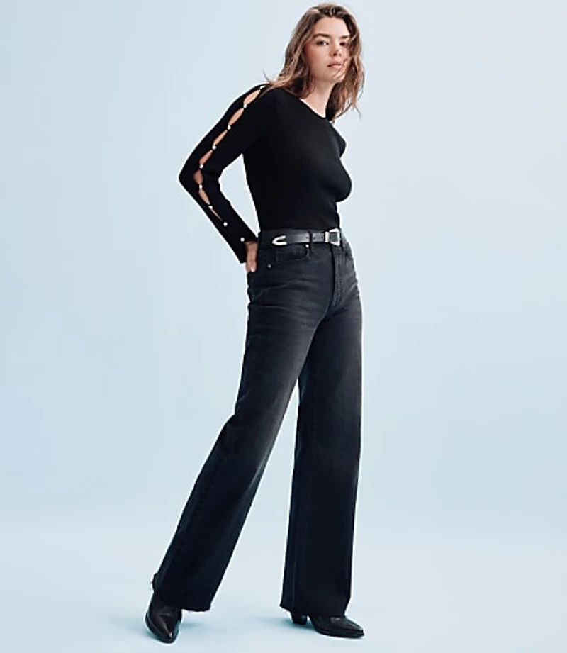 Rivete Fresh Cut High Rise Wide Leg Jeans Noir Wash