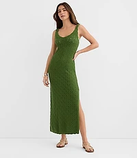 Petite LOFT Beach Stitchy V-Neck Maxi Sweater Dress