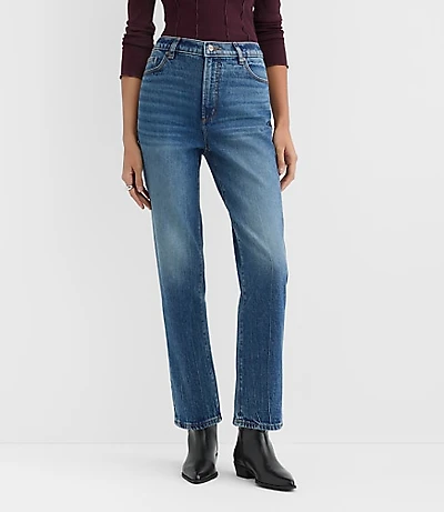Rivete Petite Curvy High Rise Straight Jeans Echo Wash