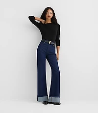 Rivete Cuffed High Rise Wide Leg Jeans Nova Wash