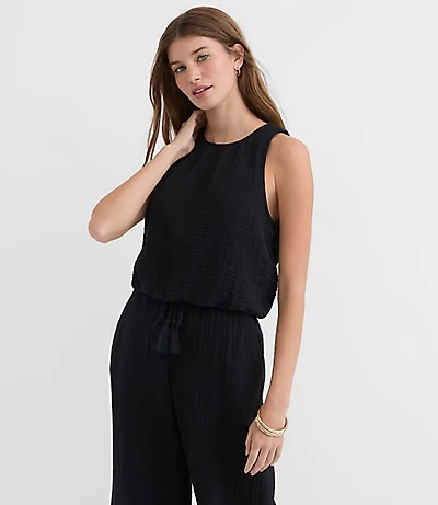 Petite LOFT Beach Triple Cloth Bubble Tank Top